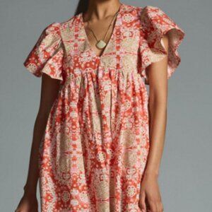 Maeve by Anthropologie Flutter-Sleeve Babydoll Dress